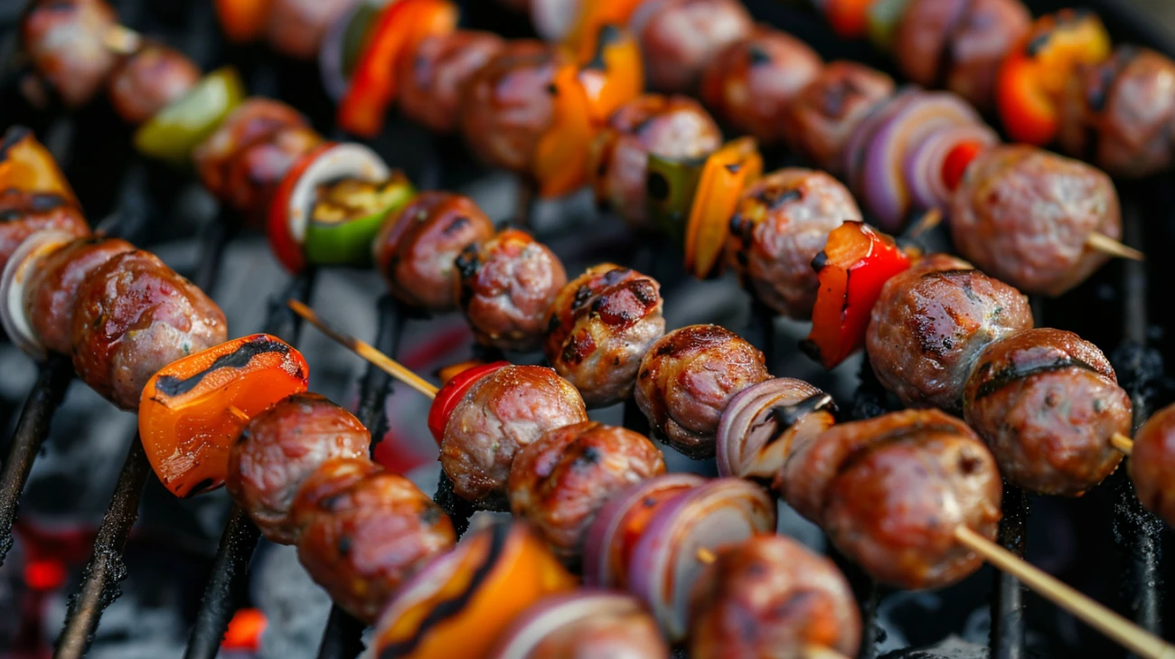 Zdjęcie Greckie szaszłyki z mięsa mielonego: Przepis na letnie grillowanie