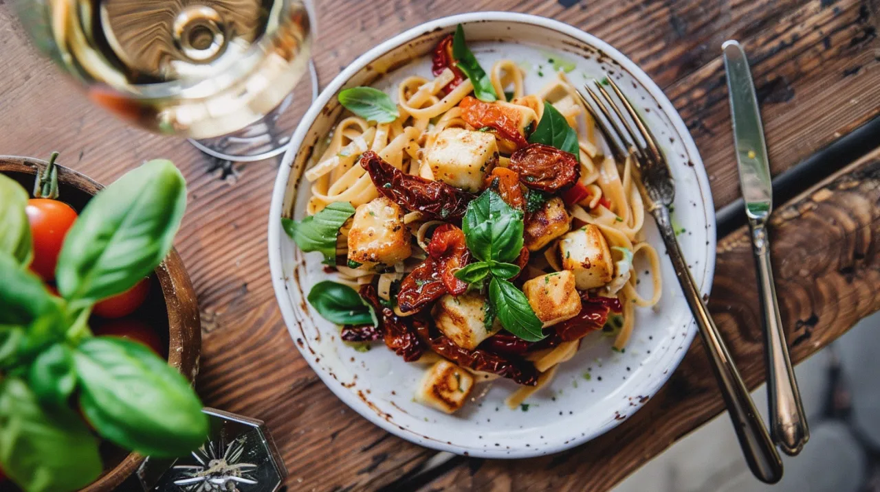 Zdjęcie Makaron z halloumi i suszonymi pomidorami: Pyszny przepis