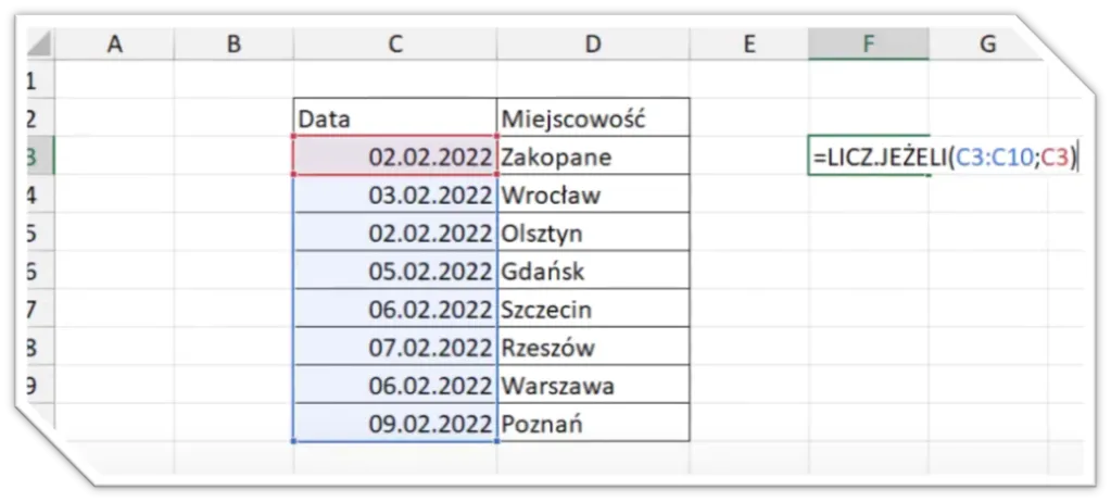 Zdjęcie Jak w Excelu policzyć ile razy występuje dana wartość w prosty sposób