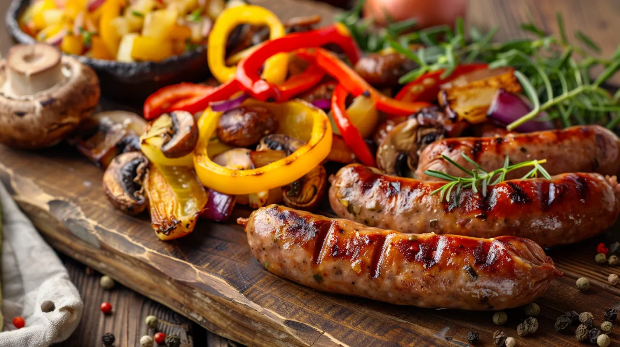 Zdjęcie Kiełbasa z pieczarkami, cebulą, papryką i ziemniakami
