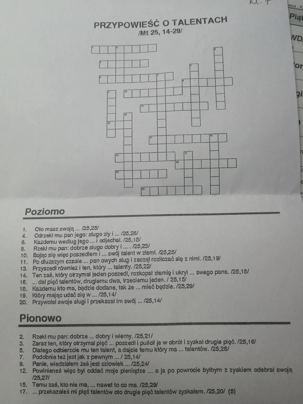 Zdjęcie Przypowieść o talentach karta pracy: ćwiczenia, które zainspirują uczniów