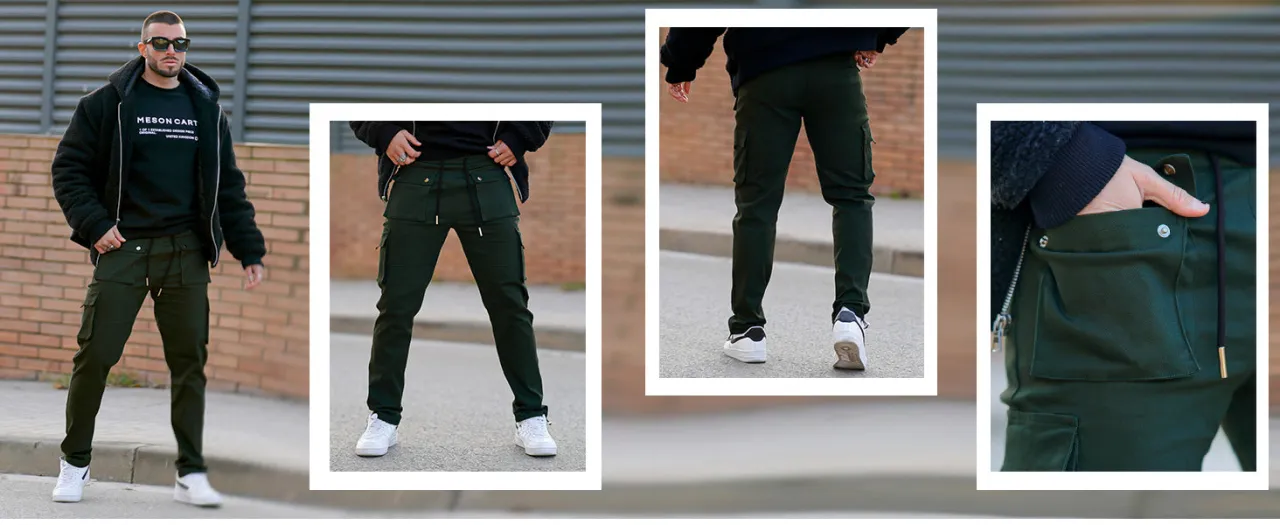 Zdjęcie Outfit perfecto para pantalón cargo verde hombre que debes probar