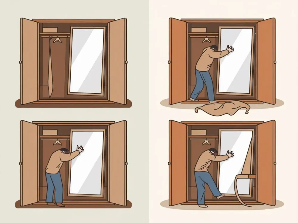 Zdjęcie Jak odkleić lustro od mebli bez uszkodzeń i zbędnych problemów