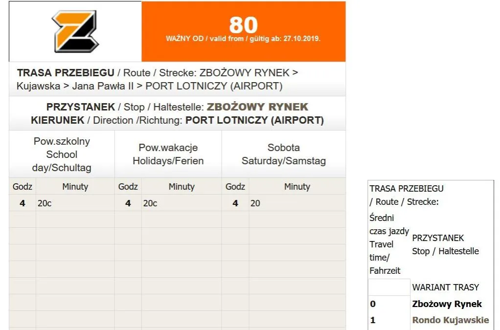 Zdjęcie Rozkład jazdy 99: Sprawdź godziny i trasy w Bydgoszczy teraz