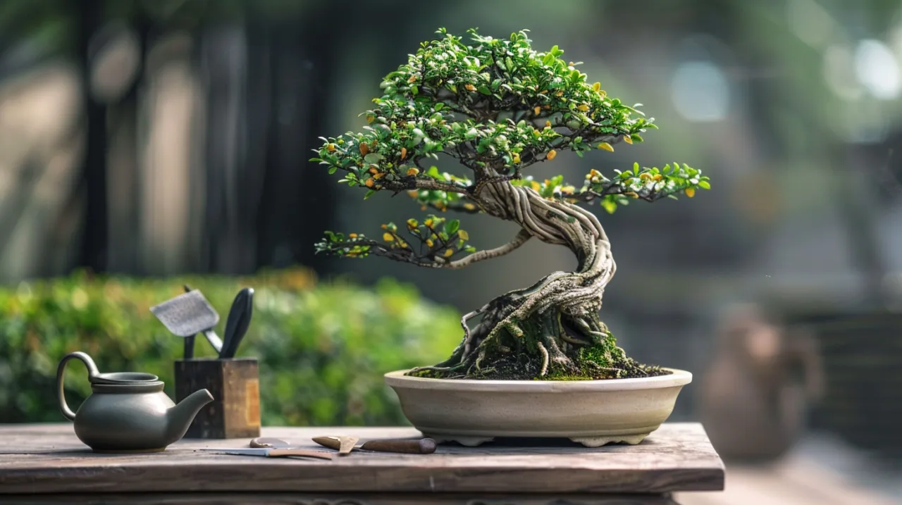 Zdjęcie Jak pielęgnować bonsai w doniczce na bonsai z podstawką?