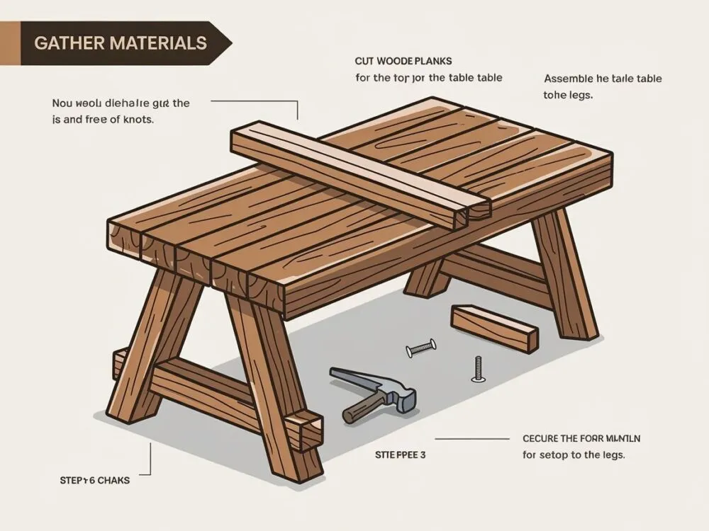 Zdjęcie Stół z desek DIY: Praktyczny przewodnik krok po kroku