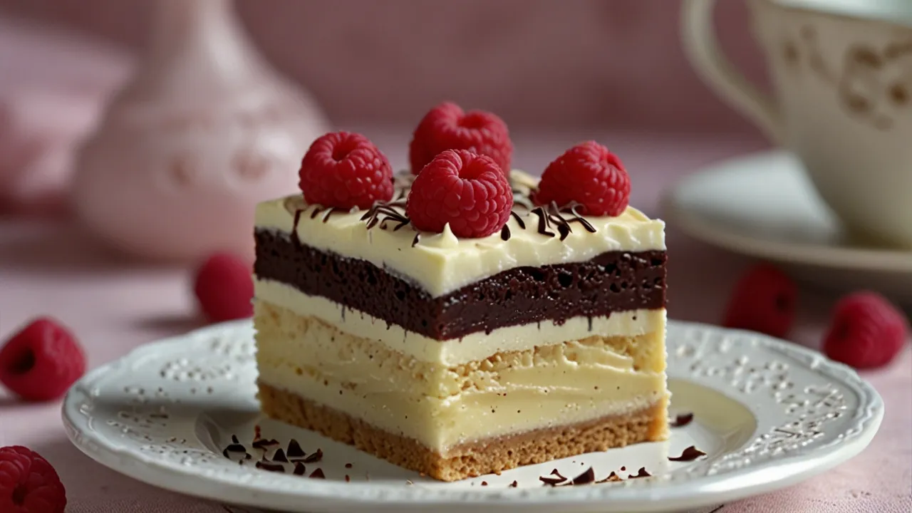 Zdjęcie Mazurek z mascarpone i białą czekoladą - delikatny i elegancki deser