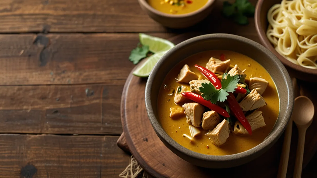 Zdjęcie Makaron z kurczakiem curry – jak zrobić aromatyczne danie w stylu indyjskim
