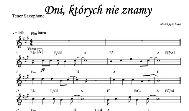 Zdjęcie Nuty do Dni, których nie znamy Marek Grechuta - graj z łatwością