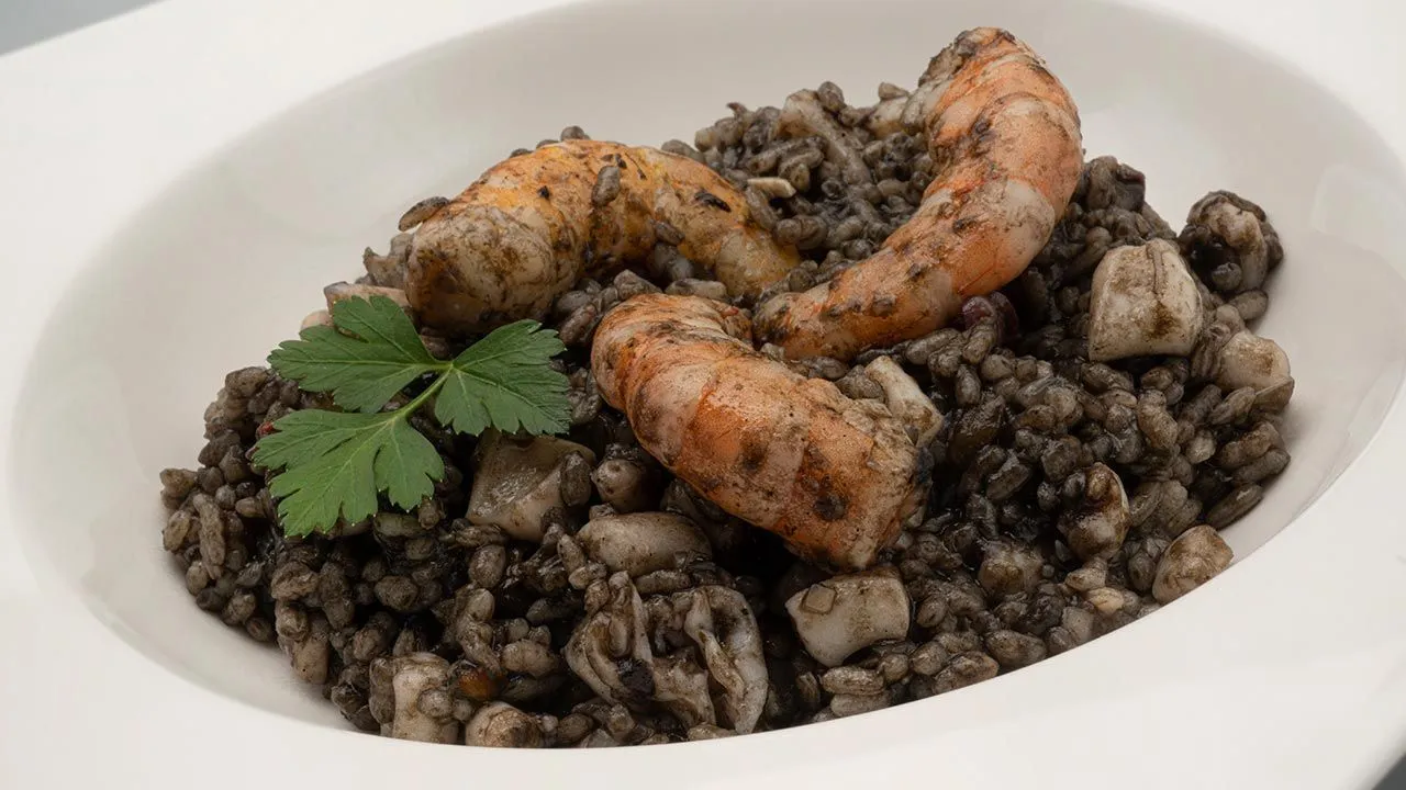 Zdjęcie Arroz negro con calamares y gambas: receta fácil y deliciosa para disfrutar