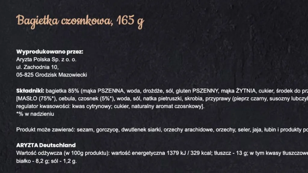 Zdjęcie Kaloryczność bagietki czosnkowej: kompletne wartości odżywcze w 100g
