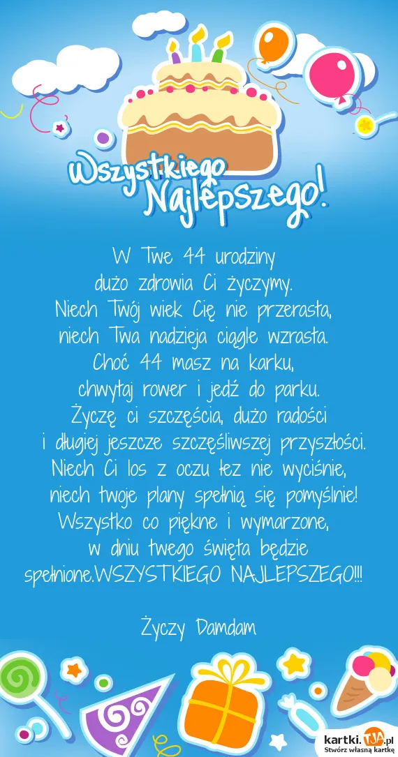 Zdjęcie Życzenia na 44 urodziny – wyjątkowe i inspirujące pomysły na życzenia