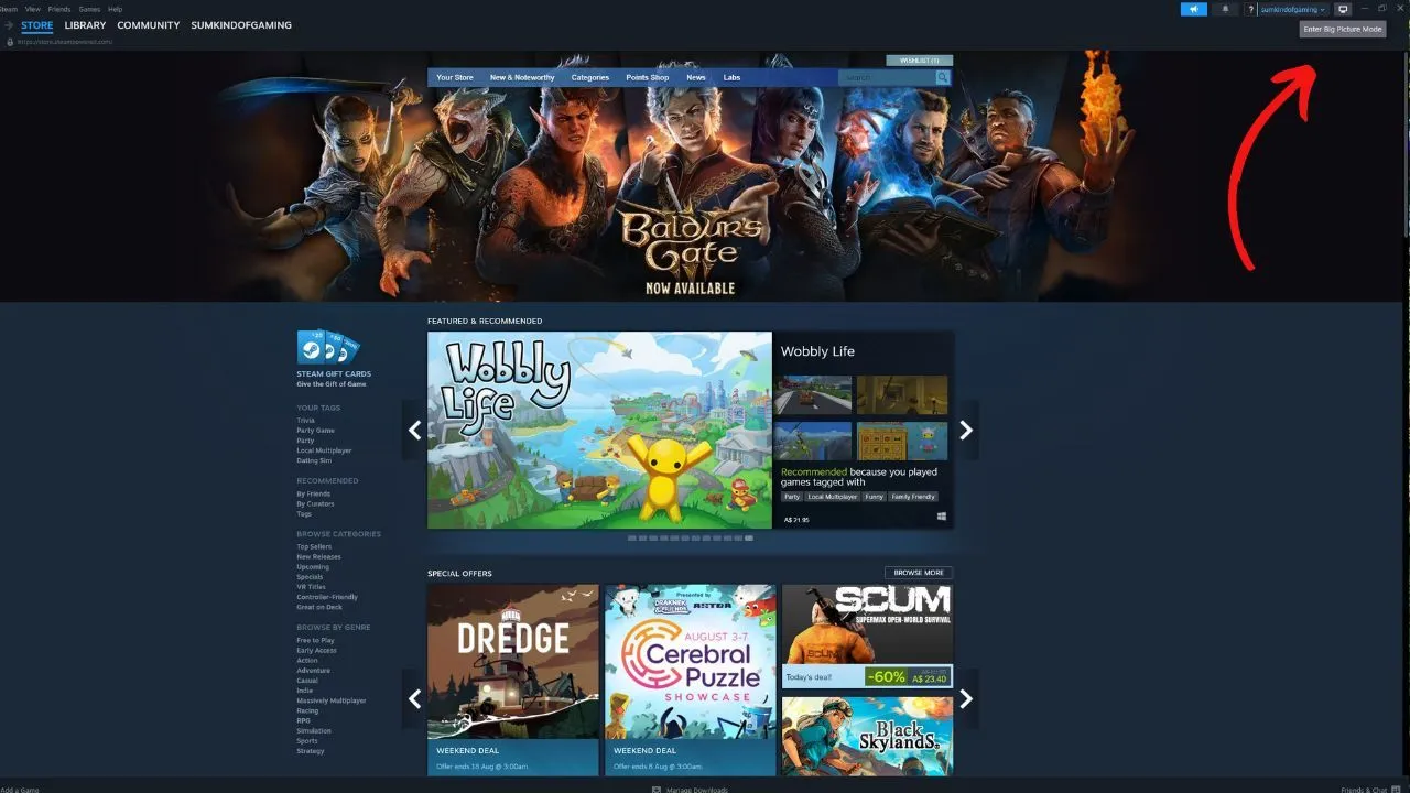 Zdjęcie Jak wyłączyć Big Picture Steam i przywrócić tradycyjny interfejs