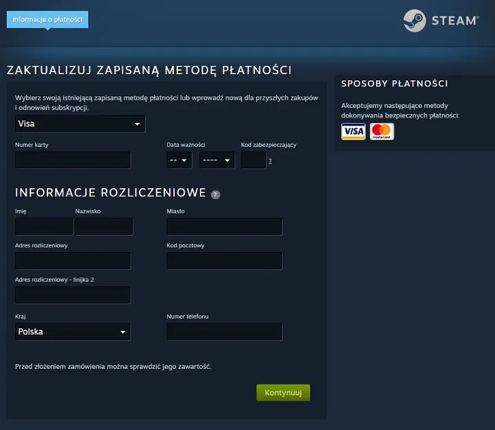 Zdjęcie Jak poprawnie wpisać adres rozliczeniowy w Steam, aby uniknąć problemów