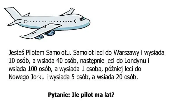 Zdjęcie Zagadka jesteś pilotem samolotu - jak rozwiązać tę łamigłówkę?