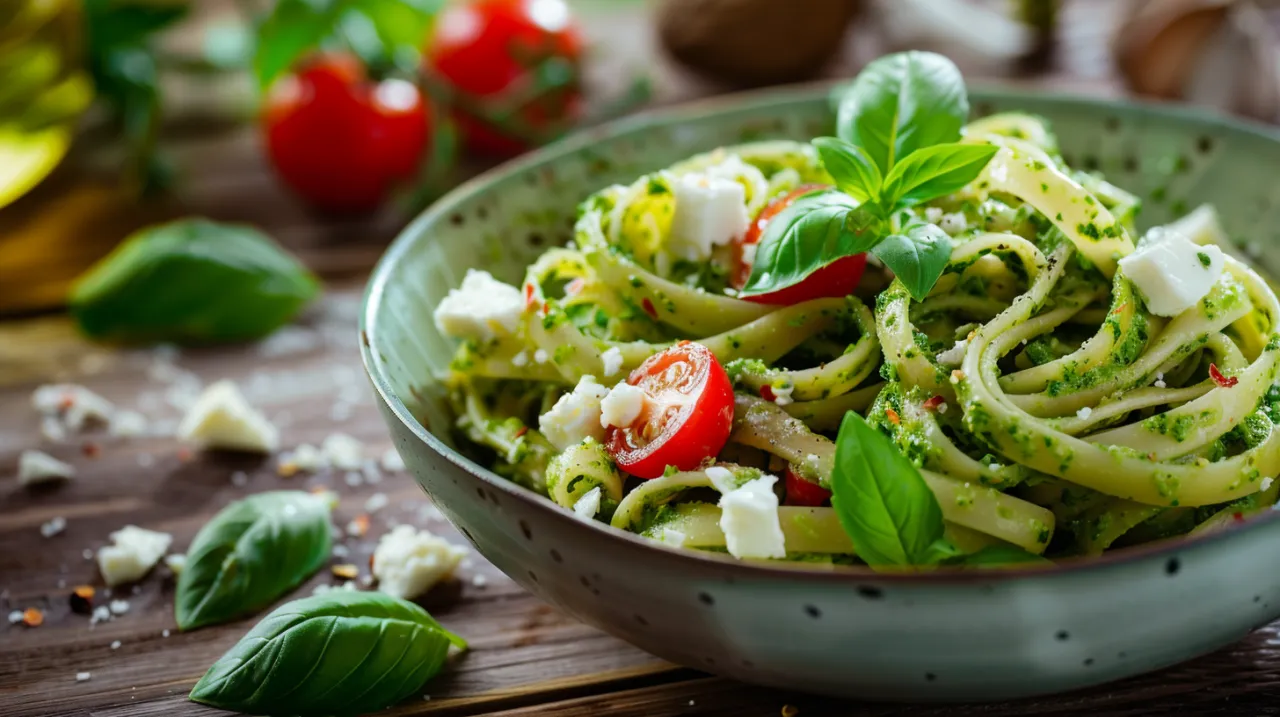 Zdjęcie Makaron z pesto i fetą: łatwe włoskie smaki w 10 minut dla zapracowanych