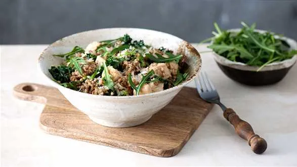 Kaszotto z kurczakiem i jarmużem