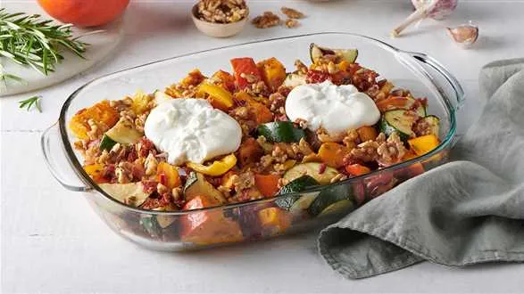 Jesienna zapiekanka no waste z burratą