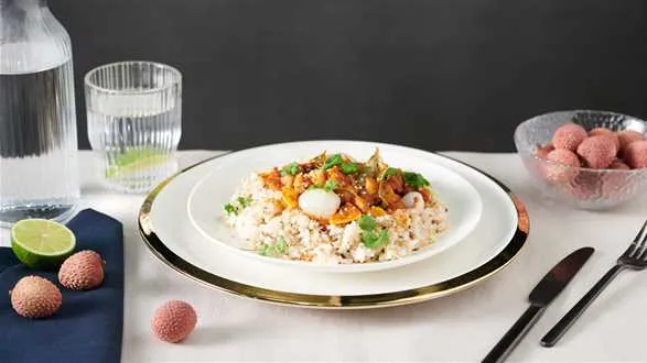 Kurczak z ostrą pastą curry i liczi!