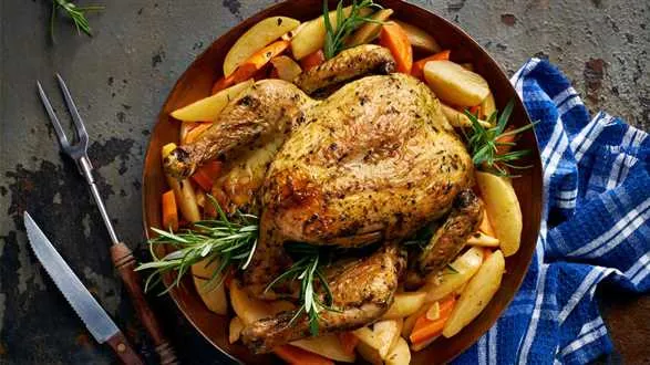 Pieczony kurczak chermoula z warzywami