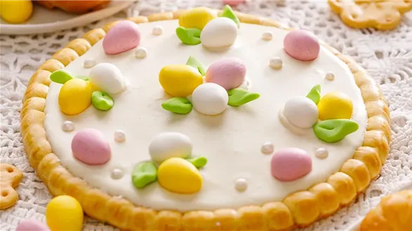 Mazurek z białą czekoladą i wiśniami