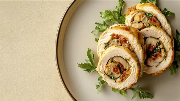 Roladki schabowe - ze szpinakiem i suszonymi pomidorami