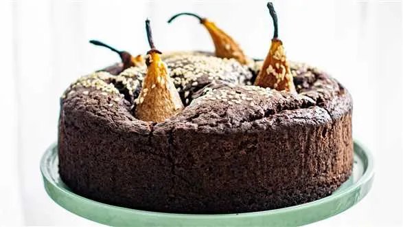 Wegańskie ciasto kawowe z gruszkami