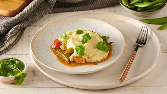 Zapiekanka z indykiem i ziemniaczanym purée