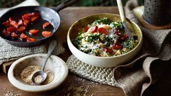 Quisotto ze szpinakiem i chorizo