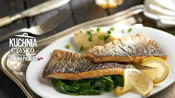 Smażony filecik z pstrąga ze szpinakiem z ziemniaczanym purée