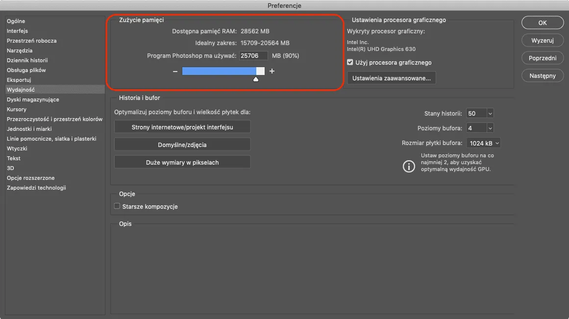 Photoshop: Dysk magazynujący pełny? Szybka zmiana ustawień