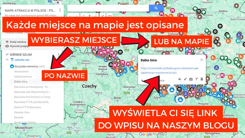 Mapa ciekawych miejsc w Polsce - gdzie się wybrać