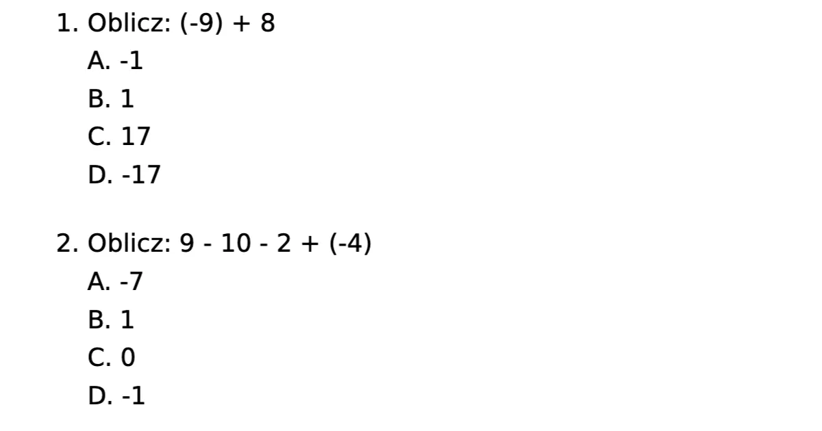 Diagnoza klasa 6 matematyka - Zadania i Testy