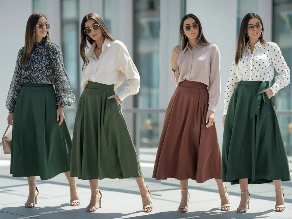 Zielona spódnica: Jakie bluzki wybrać? Kolory, fasony, stylizacje