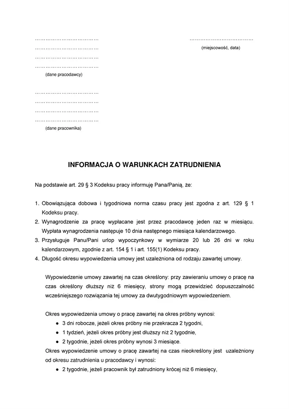 Nowa informacja o warunkach zatrudnienia: co musisz wiedzieć?