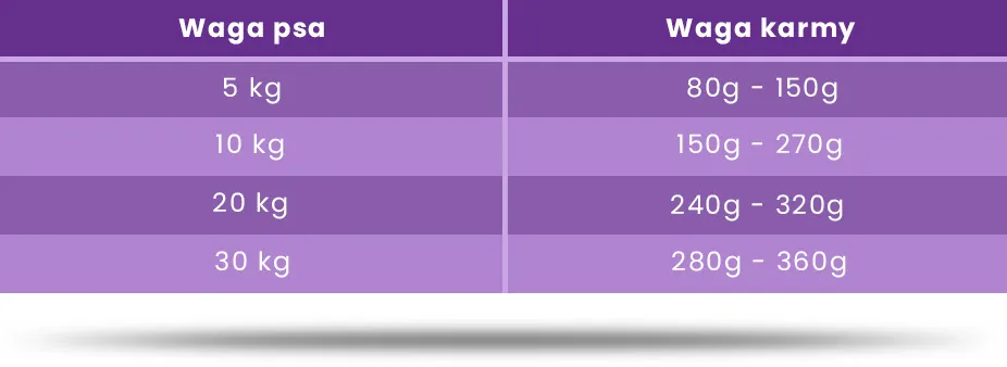 Ile karmy mokrej dla psa tabelą – uniknij błędów w żywieniu psa
