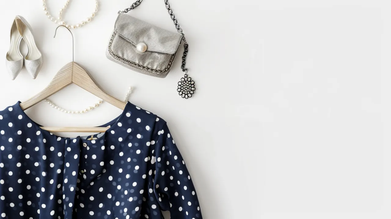 Granatowa sukienka w groszki - idealna na wesele i inne okazje