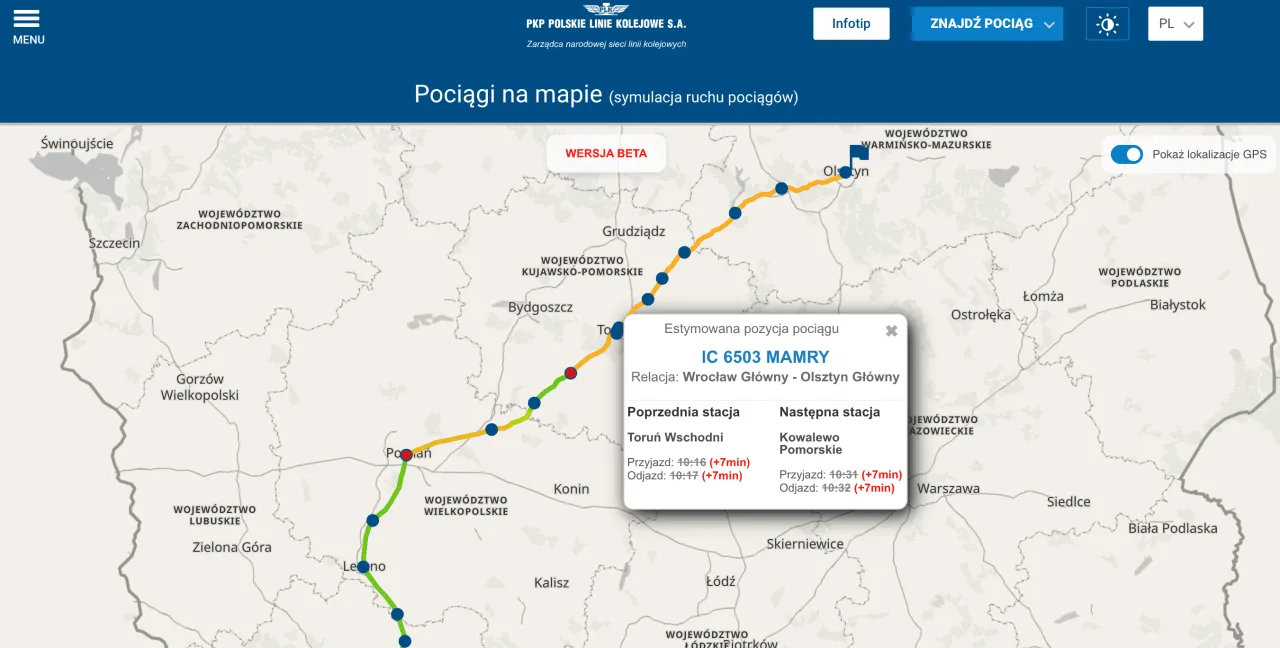 Gdzie jest pociąg Intercity? Sprawdź jego aktualną lokalizację teraz