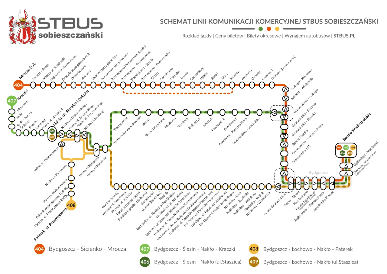 Rozkład jazdy 404: Sprawdź godziny kursów i przystanki w Bydgoszczy