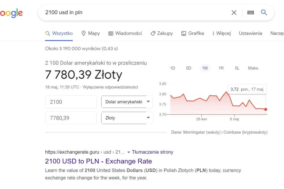 62 ile to zł - Konwerter walut online