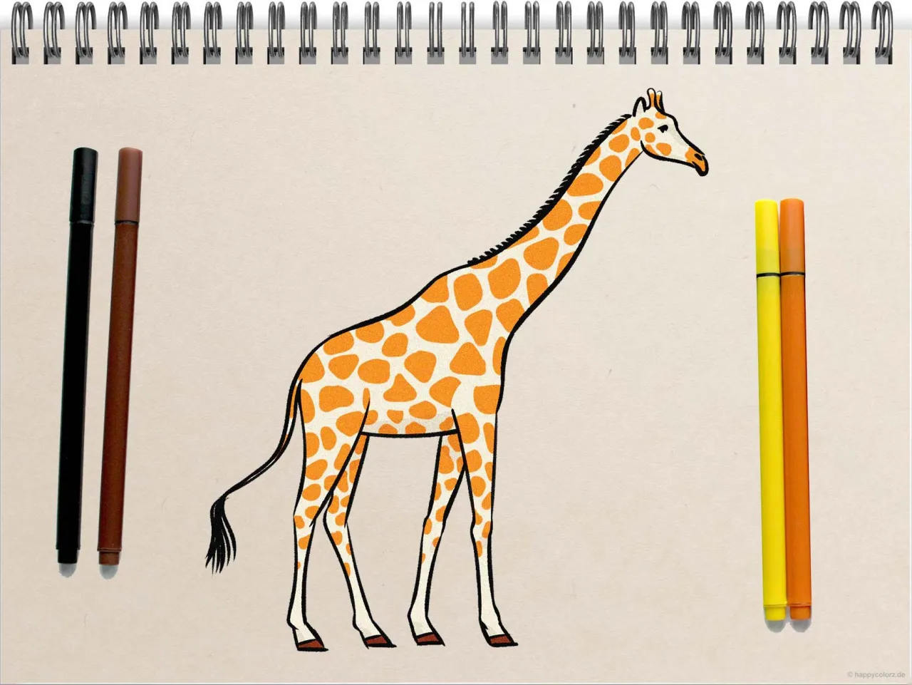 Giraffe malen: Einfache Schritt-für-Schritt-Anleitung für Kinder