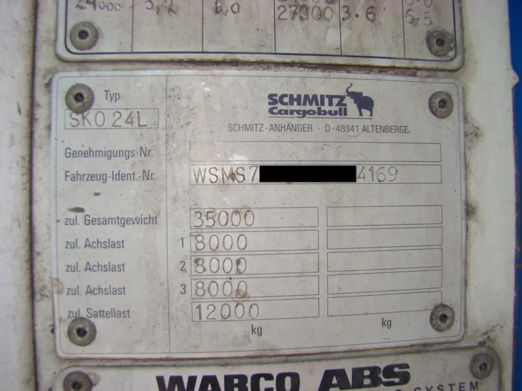 Gdzie VIN w naczepie Schmitz? Lokalizacja + odczyt krok po kroku