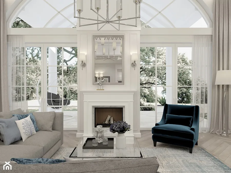 Kominek między oknami: jak stworzyć przytulny salon z ogniem