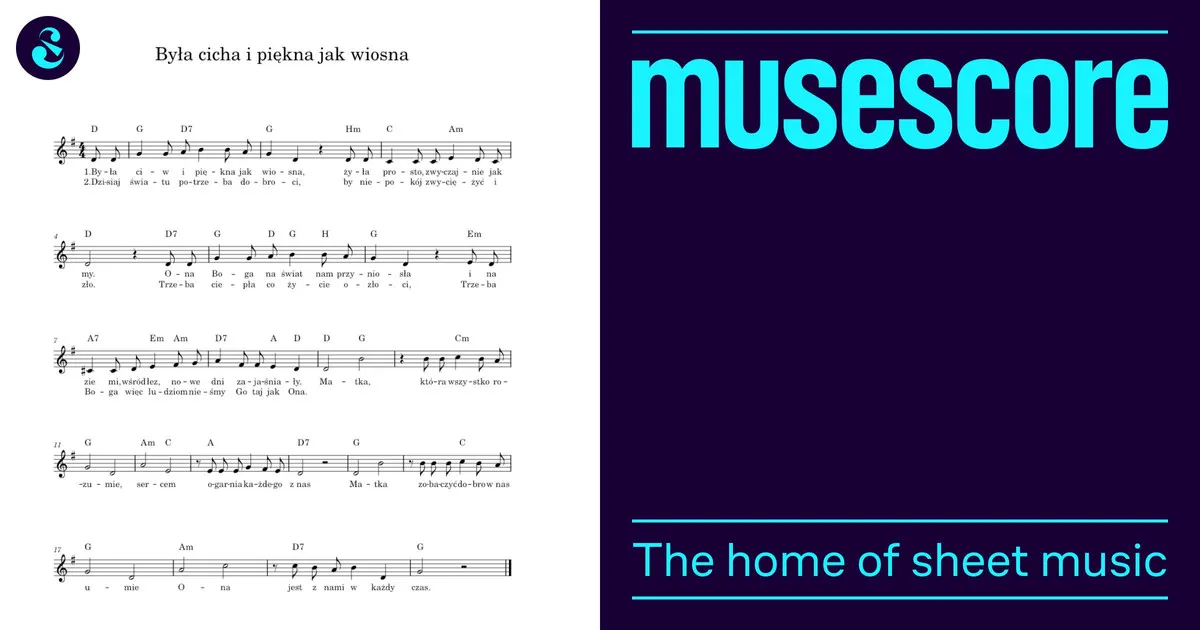 Nuty do była cicha i piękna jak wiosna – proste wersje na keyboard