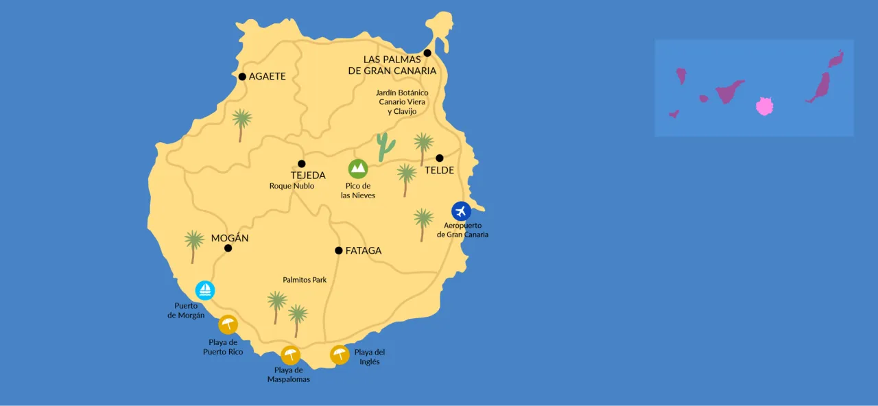Mapa de la isla Gran Canaria: explora sus tesoros ocultos y más