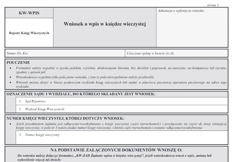Wzór wniosku o przyspieszenie wpisu do KW - szybki dostęp