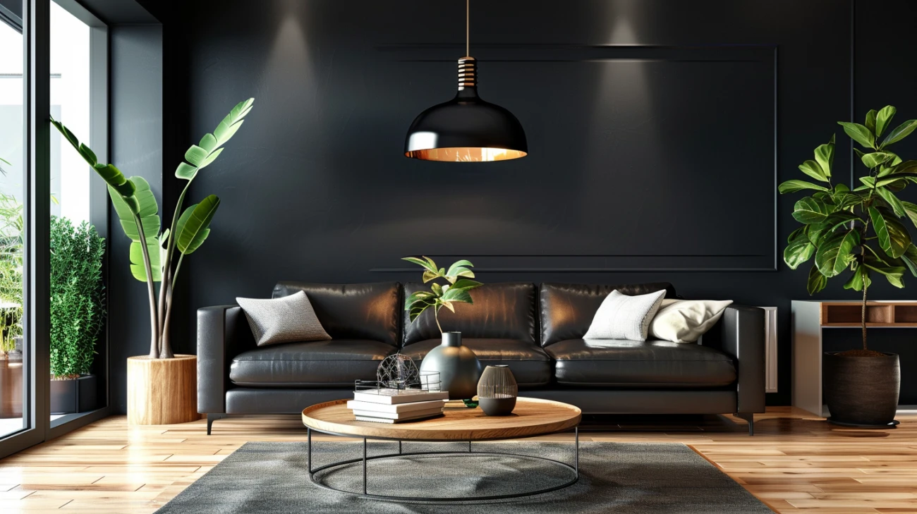 Salon biało-czarny z drewnem: 5 pomysłów na aranżację