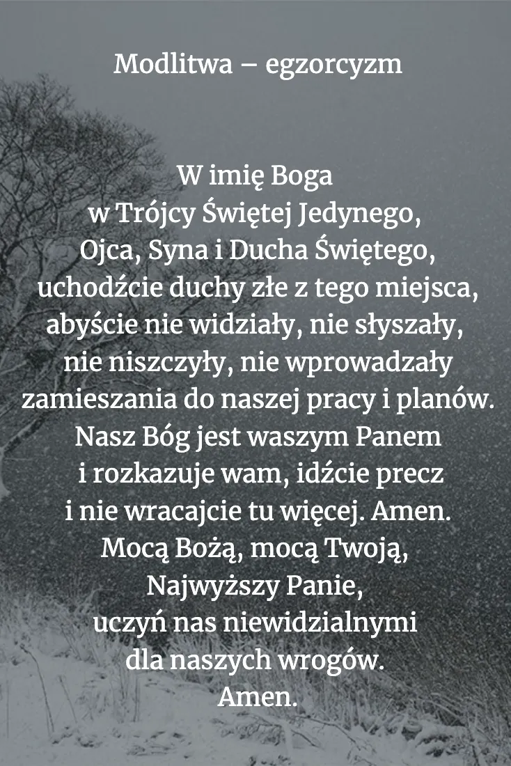 Modlitwa egzorcyzm o odrzucenie wszystkiego co szkodzi i blokuje negatywne siły