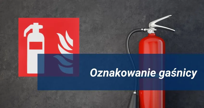 Jak oznakowane jest miejsce przechowywania gaśnicy zgodnie z normami?