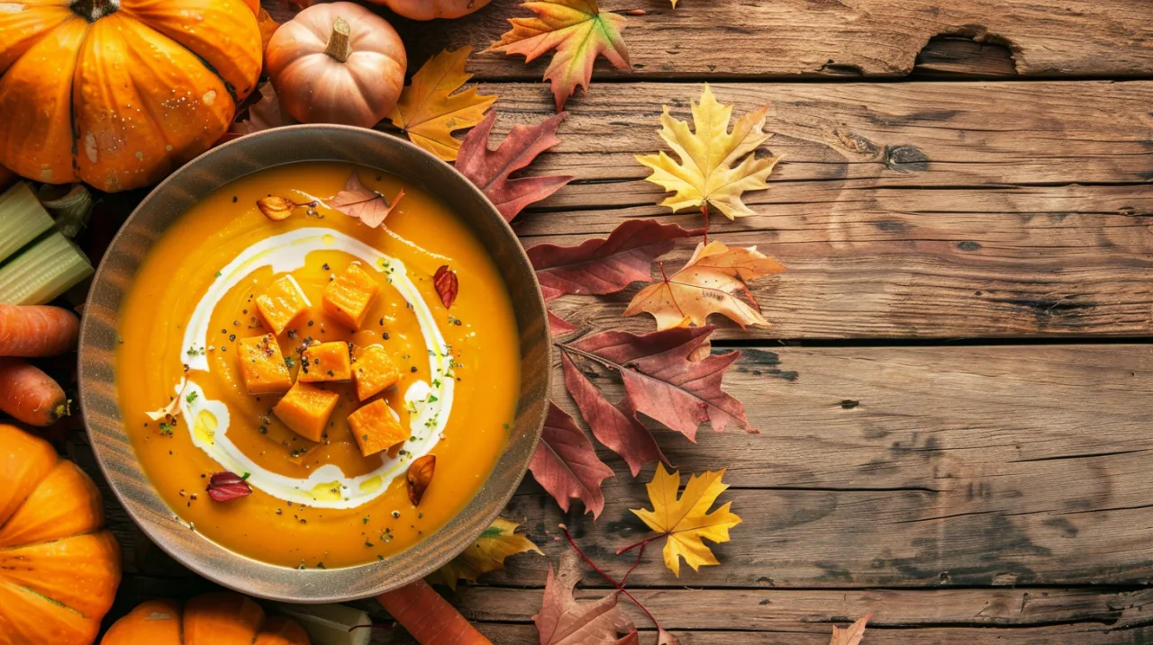 Zupa z warzyw pieczonych: dyni, marchewki, pietruszki i selera